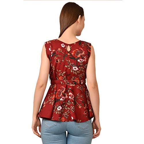 Image of Women's Sleeveless Peplum Top with Waist Tie Belt