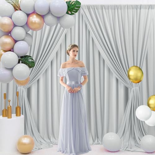 Image of 10 x 7 Feet Silver Backdrop Curtain for Partie, Background Curtains for Photoshoot, Birthday, Wedding, Halloween, Thanksgiving, Christmas, New Year Party Decorations 5Ft x 7Ft, 2 Panels