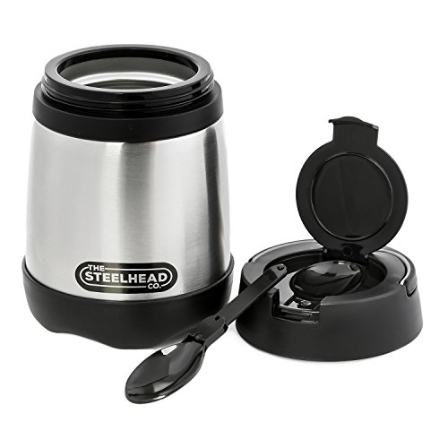 Premium Insulated Food Jar (16.9 oz) With Collapsible Spoon - Easy to Open Lid With Folding Handle - Durable Stainless Steel Construction - Perfect for Keeping Foods Hot or Cold for Hours