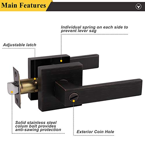 10 Pack Probrico Commercial Heavy Duty Privacy Door Levers, Flat Style Door Handle Set For Bed And Bath, Left Or Right Handing Leverset Lockset, Oil Rubbed Bronze Finish #TOP4