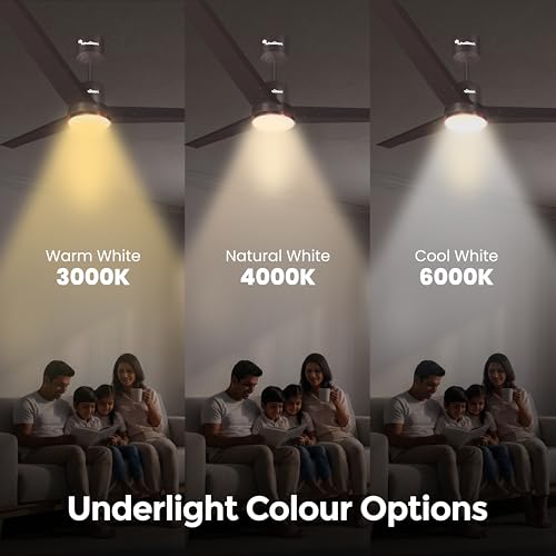 Image of Khaitan Airwave Underlight- 1200mm BLDC Ceiling Fan with Remote | 5 Star Rated | Durable & Long-lasting | Energy Saving | 3-Years Warranty | Pack of 1 | Smoke Brown