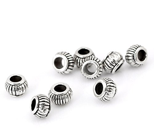 100pc Antiqued Silver Spacer Beads Large Hole Beading Supplies [Office Product]
