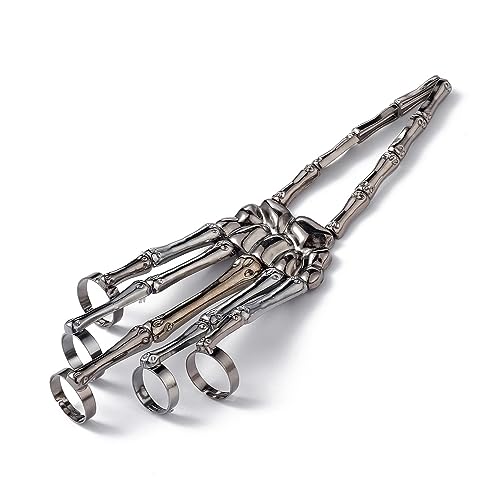 Image of Via Mazzini Alloy Punk Bikers Bones Style Long Full Fingers Ring With Bracelet For Men And Women (Ring0788) Free Size