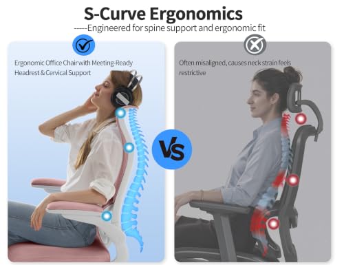 Image of TRALT Office Chair Ergonomic Desk Chair - Gaming Chair with Lumbar Support | 330 LBS Home Office Desk Chairs , Reading Chair with Flip-up Armrests, Comfortable Computer Chairs (1, Pink)