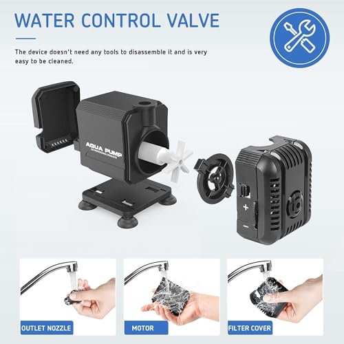Image of Simple Deluxe 400GPH 15W Water Table Pump (1500L /H) with 3 Nozzles, Perfect for Fish Tank, Pond, Aquarium, Statuary, Hydroponics, Black