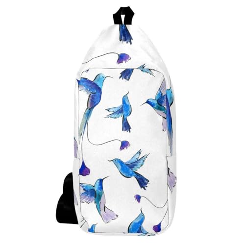 Sac à dos de voyage randonnée bleu aquarelle colibri sac bandoulière mixte