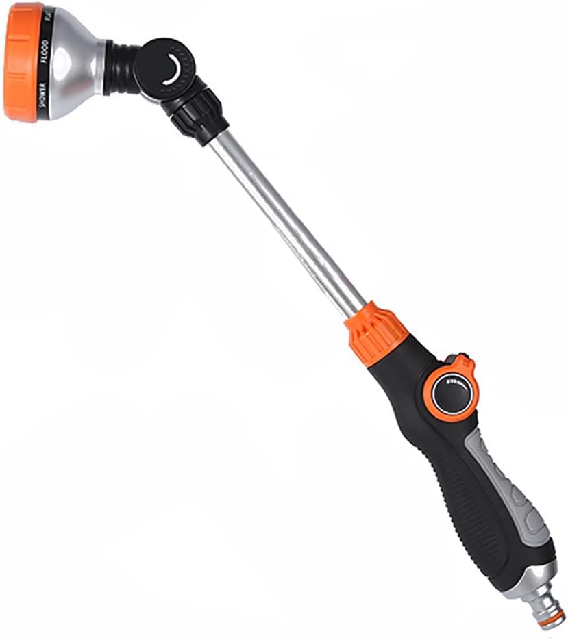 LINZI Garden Hose Spray Gun Long Handle 8 Adjustable Modes Extended Spray Nozzle Watering Lance for Hanging Basket Cleaning, Plants Lawns Watering, Pets Shower, Car Washing