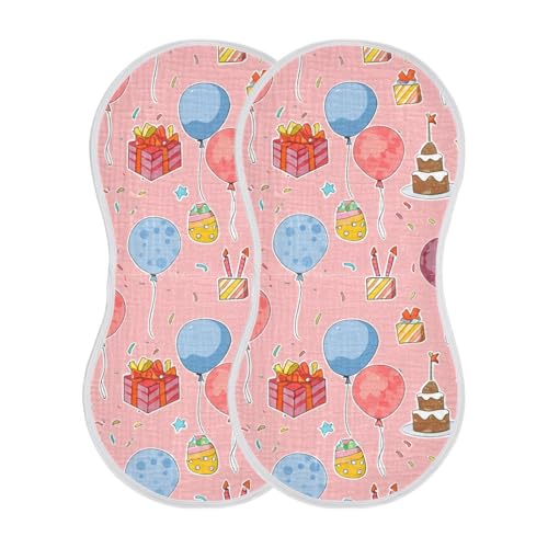 2 Pack Baby Burp Cloths, Soft Absorbent Burping Cloths for Babies, Cotton Milk Spit Up Rags, Large Size for Newborns, Baby Boys and Girls (Party Celebrating Pattern)2