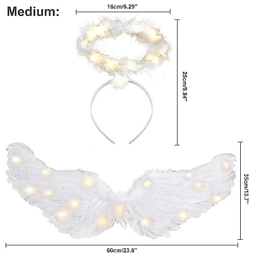 Ptesuply Angel Wings, Light Up Angel Wings and Halo with LED Lights, 3 Light Modes - Image 3