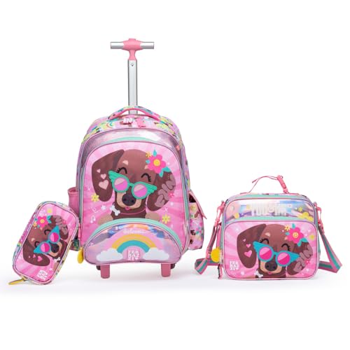 Kit Mochila Lancheira Estojo Cachorrinho Infantil Meninas Escolar