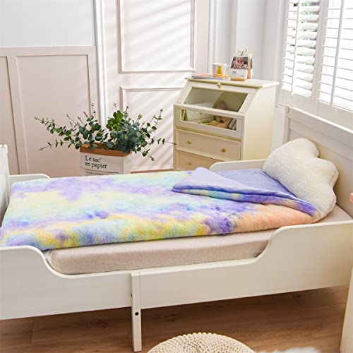 Btargot Super Soft Toddler Slumber Bag, Nap Mat With Cloud Pillow For Kids Boys Girls Day Nursery Kindergarten Sleeping Bags, 52 X 26 Inch, Yellowpurple #TOP1