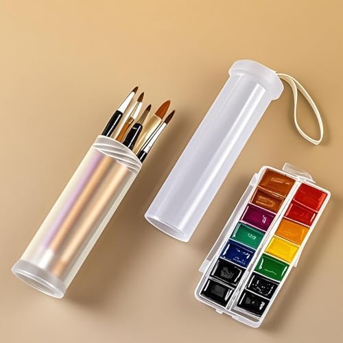 Image of FUNSUEI 6 PCS Extendable Plastic Paint Brush Case, Watercolor Brush Storage Case, Paint Brush Holder Tube, Long Paintbrush Holder Organizer for Drawing Tools and Makeup Brushes, 8.5-14.96 Inches Long