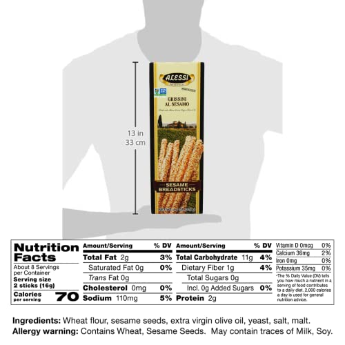 Alessi Autentico Italian Crispy Breadsticks, Low Fat Made With Extra