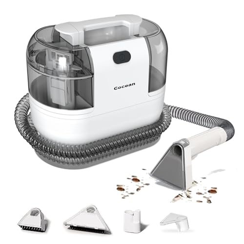 COCEAN Multi-Purpose Portable Upholstery Cleaner, Carpet Cleaner Machine Powerful Suction Spot Cleaning, Deep Stain Cleaning for Carpet, Car Seats, Pets, Couches, with Dual Size BrushHead