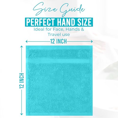 Image of DAN RIVER 12-Pack Premium 100% Cotton Aqua Face Towels for Bathroom - Reusable Face Wash Cloths for Showering 12x12 Inches - 550 GSM Super Soft & Absorbent Luxury WashCloths for Body, Spa & Gym