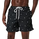 Urban Classics Herren Embroidery Swim Shorts Badehose, Black/Palmtree, M