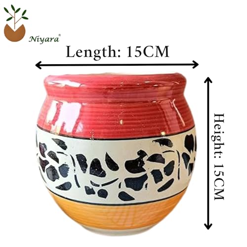 Image of Niyara Ceramic planters pots for Indoor Outdoor Home, Garden Office Decor Balcony Planters Gamla Flower Size Small 6 inches (Mughal)