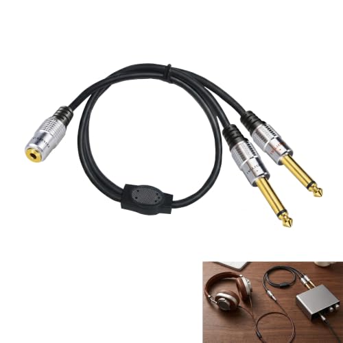 Telaryn Adaptateur Femelle Jack 3.5mm vers 2X Mâle 6.35mm, Câble Audio Mini 3.5 Stéréo Connecteurs Y TRS Stéréo vers Double TS Mono, Splitter pour Table de Mixage Amplificateur Enceinte Interface
