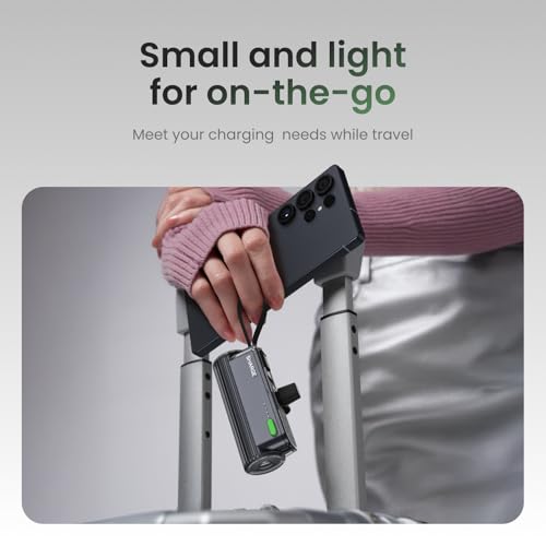 Image of Sharge Flow Mini 2 Power Bank, Portable Charger 22.5W PD Fast Charging with Dual Plugs and Built in Cable 5000mAh Small Battery Pack USB-C Lightning for iPhone 17 /16 /15 /14 Galaxy S25 AirPods (Black)