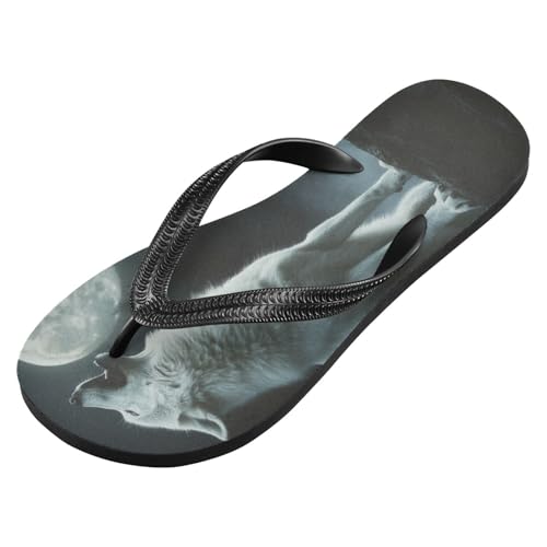 Wolf Full Moon Black Flip Flops for Beach Thong Sandals Anti-slip Lightweight Beach Shoes for Indoor Outdoor House2