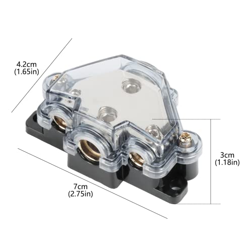 Koauto 3 Way Power Distribution Block For Car Audio Stereo Amp Power/Ground Cable Splitter, 1X4 Gauge Input 3X8 Gauge Output #TOP1