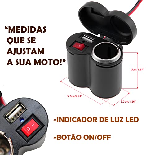 Carregador Para Moto Celular GPS Tomada USB 2.0 Adaptador Acendedor Guidão De Motocicleta Bicicleta