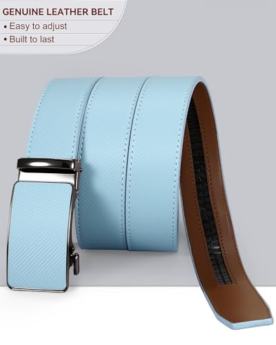 Image of VONMELLI Mens Belt Genuine Leather Ratchet Belt for Men Dress | Adjustable Buckle, Trim to Fit, for Men Pant Jeans, Business & Casual Wear, Smooth Sliding