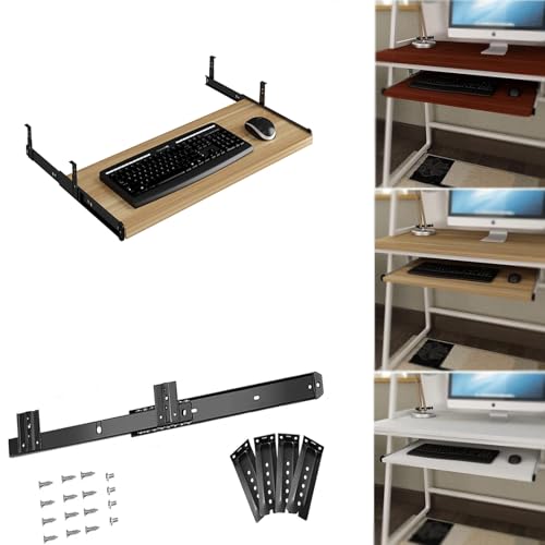 BVDHASDBT Bandeja para teclado de computadora, 54 x 27 cm, soporte deslizante para teclado para escritorio, estante universal para teclado, bandeja ajustable para teclado, fácil de instalar (manzana