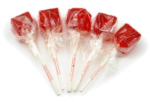 Cinnamon Cube Lollipops Suckers, 0.5pounds 12 Count Red Square Shaped Candy Lollipops