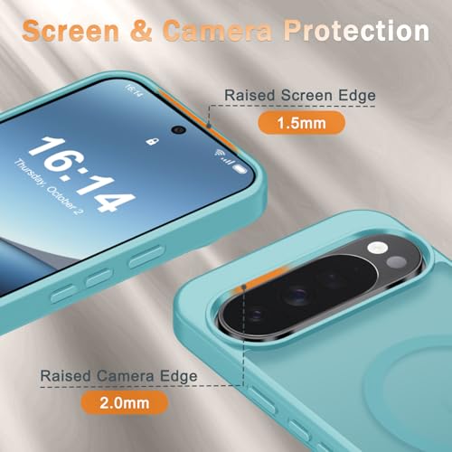 Image of for Google Pixel 10 /10 Pro Case, Matte Magnetic Phone Cover [with 1 Screen Protector] [Support for MagSafe] [Shockproof Military Grade Protection] Translucent Frosted Back, Light Blue