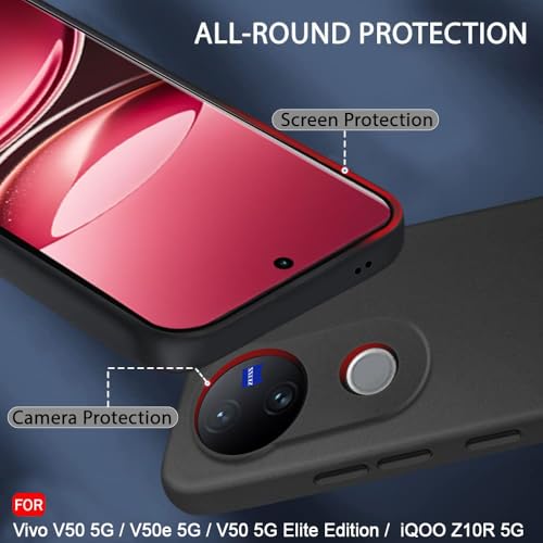 Image of TheGiftKart Sleek Back Cover Case for iQOO Z10R 5G / Vivo V50 / V50e 5G / Vivo T4R 5G | Slim Fit Protective Design | Camera Protection Bump | Soft Matte Silicon Back Cover Case (Silicone, Black)