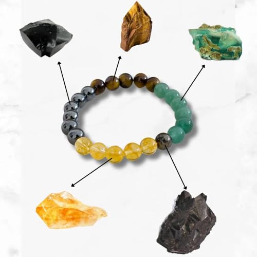 Image of Stone Bracelet for Men & Women | Natural Crystal for Wealth | Protection | Confidence & Success | Adjustable Healing Bracelet for Meditation | Reiki & Spiritual Energy