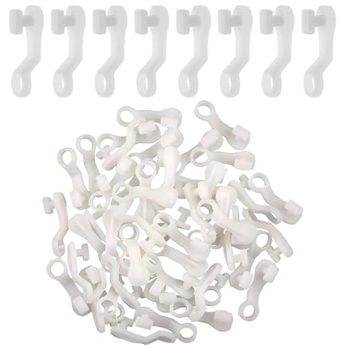 120 Pieces Curtain Track Gliders, White Plastic Curtain Hooks for Smooth Sliding, Universal Rail Gliders Compatible with Most Curtains Rails, Ideal for Home Office and Rental Properties