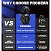 PROHEAR 038 Ear Protection Safety Earmuffs for Mowing, 28dB Noise Reduction Passive Hearing Protector, Compact Foldable Headset for Shooting Construction Power Tools, Black