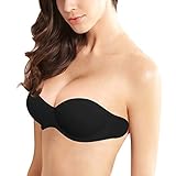 YICHAOYILIANG U Shape Plunge Bra Strapless Backless Push up Self Adhesive Bras (C, 04black)