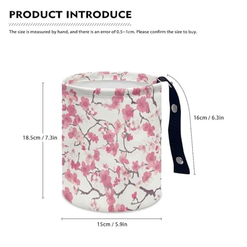 Image of Car Rubbish Bin Portable Waste Basket Can Foldable Auto Waste Storasge Bag Holder with Adjustable Strap for Camping, Travelling, Picnic, Plum Blossom
