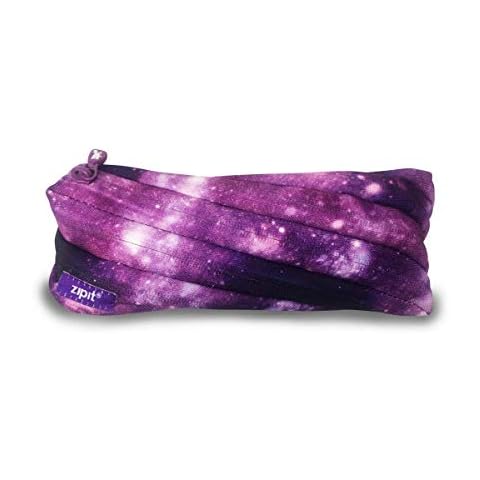 ZIPIT Colorz Pencil Case for Girls | Pencil Pouch for School, College and Office | Pencil Bag for Kids (Purple Galaxy) Cover