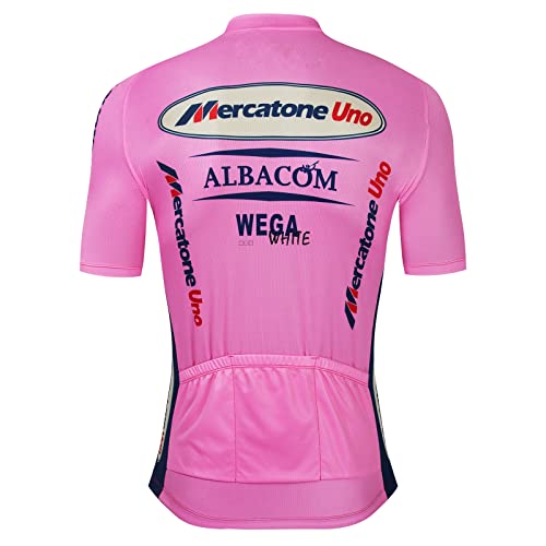 Marco Pantani Rosa Retro Pro Team Mercatone Uno Maillot Ciclismo Para Hombre, Verano Manga Corta Transpirable MTB Bicicleta Ropa Camiseta(L) - imagen 3