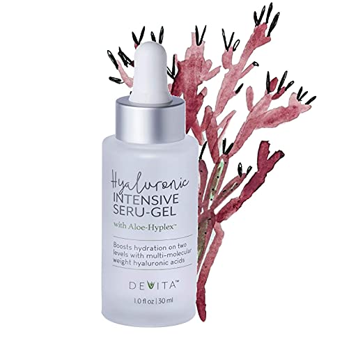 Devita hyaluronic acid serum for face with AloeHyplex, Hyaluronic Intensive Seru-gel – vegan serum for men & women wrinkles, fine lines, to hydrate, moisturize skin –1oz