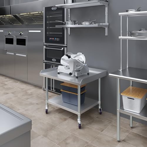 Image of AmGood Stainless Steel Equipment Stand with Undershelf + Casters, Heavy Duty, Commercial Grade, NSF (30 inch Width x 36 inch Length + Casters)