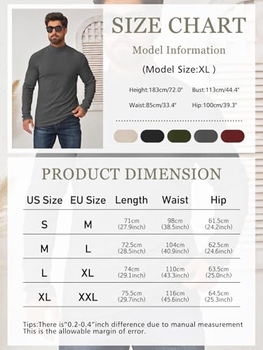 Camiseta Cuello Alto Hombre Termica Forro Polar Interior Elástica Slim Fit de Manga Larga Jersey Hombre Invierno Frío y Uso Diario Gris L