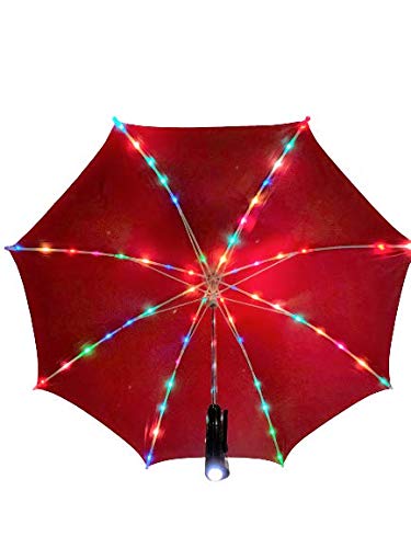 GenericRain Umbrella | LED UMBRELLA for Rain or Sun or Just for Fun | Quality Rain Umbrella for All Ages Boys/Girls/Adults |Great for Your Social Media Videos | Sun Wind Umbrella SJF Products (Red)