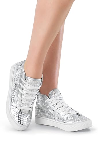Balera Sequin High Top Dance Sneakers Silver 10AM