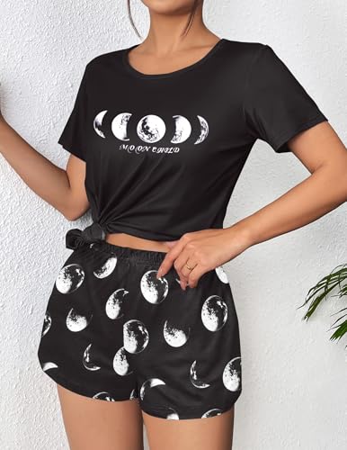 Image of Ekouaer Women's Pajama Sets Short Sleeve Pjs 2 Piece Top and Shorts Sleepwear Comfy Soft Lounge Sets with Pockets