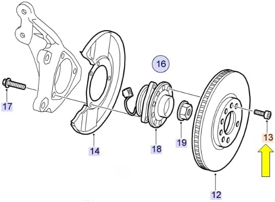 Saab Original 9-5, 9-3 Front Rotor Screw 90278945