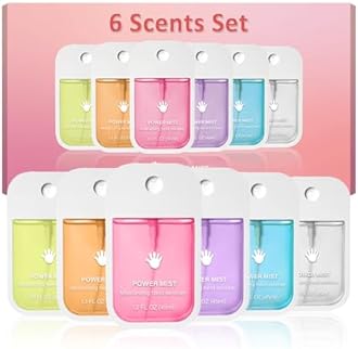 Power Mist Hand Sanitizer Spray, Spray Hand Sanitizer Travel Size, No Alcohol Smell, 500+ Sprays Hydrating Sanitizer, Non-sticky 1.6 FL OZ (6 Scents)