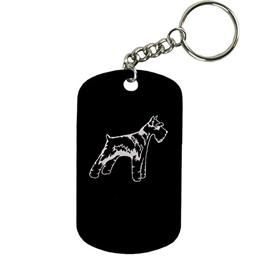 Personalized Engraved Custom Miniature Schnauzer 2-Inch Colored Anodized Aluminum Customizable Keychain Dog Tag, Black #TOP14