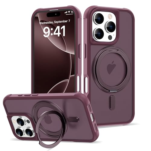 Image of Compatible with iPhone 16 Pro Case with Stand 6.3 inch,Wine Red