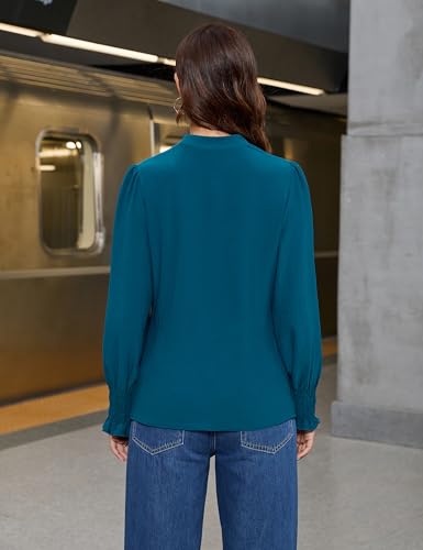 Blooming Jelly Womens Business Casual Blouses Dressy Long Sleeve V Neck Tops Office Fall Fashion 2025 Chiffon Shirt4