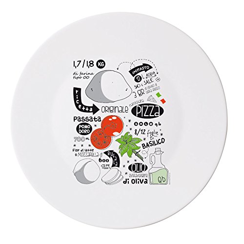 Bormioli Rocco 5182400 Plato ópalo circular con diseño de recetas de pizza,...